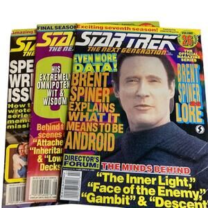Vintage 90s Lot of 3 Starlog ST:TNG Official Magazine Series Data Riker Q